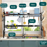 CARLA HOME Adjustable Over the Sink Dish Drying Rack with Utensil Holder, Hooks & Cutting Board Rack V178-36206
