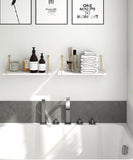 2-Piece White Floating Wall Shelf Set with Gold Metal Rails for Kitchen, Bedroom and Living Room V1188-MS-731-133