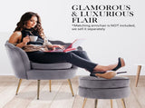 Ottoman Foot Stool Velvet Fabric Metal Leg Round GREY V274-FT-VST-1596-GY