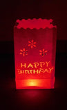 50 Pack Red Happy Birthday Luminary Paper Candle Tea Light Lantern Bags Garden Anniversary Birthday V382-REDBDYLUM50