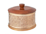 Handcrafted Round Metal Pressed Box W Mango Wood Lid 14cm V637-59087BOX