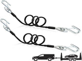 2 Packs 44-1/2'' Trailer Safety Cables, Vinyl-Coated Coiled Towing Chain, 7/16'' Snap Hooks with V1259-DP01-A-883