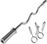 Olympic EZ Curl Bar - 47"lifting Barbell for Bicep Curls & Tricep Extensions Fits 2-Inch V1259-DP01-A-5651