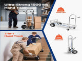 2 in 1 Hand Truck, 453.6 kg Load Capacity for 4-Wheel Mode, Convertible Hand Truck Dolly with V952-DGNSTHC1000BE9U5L001V0