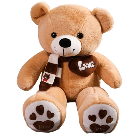 NNECN Huge 100cm Khaki Giant Teddy Bear Toys Stuffed Animals Soft Plush Cotton Scarf Bear Hold V728-NNETEDK