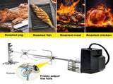 Automatic BBQ Rotisserie Kit Electric Stanless Steel Roast Spit Set Adjustable with Motor AU Plug V985-ROASTSPITSET
