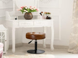 Adjustable Vanity Stool, 360&degSwivel Vanity Chair for Makeup Room, Brown Stool Chair for Vanity, V1258-DP02-C-1416