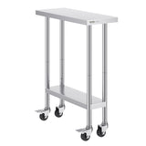 Stainless Steel Work Table 30 x 12 x 38 Inch, with 4 Wheels, 3 Adjustable Height Levels, Heavy Duty V952-CFBXGGZTLCDJEZMQSV0