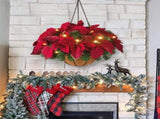 Pre Lit Christmas Hanging Basket Flocked with Mixed Decorations and LED Lights Artificial Frosted V1294-YM0523-10323269