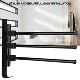 Home Hotel Bathroom Space Aluminum Moveable Multiple Rod Towel Rack Holder Storage OrganizerBlack 3 V1294-YM0901-3112200041816
