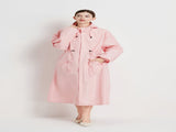 Size L Pink Women's Chic Lightweight Waterproof Raincoat - Long Hooded Packable Rain Jacket with V888-ELOSUNG32625