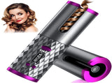 Purple Portable Wireless Auto Hair Curler Smart Anti-Tangle Curling Wand with 5000mAh Power Bank V1268-MZ00095