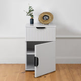 PORTO BEDSIDE TABLE - WHITE - FLUTED - PULL BLACK V164-ECS13WFB03B