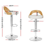 Artiss 2x Bar Stools Adjustable Leather Padded White BA-TW-8093-WHX2