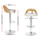 Artiss 2x Bar Stools Adjustable Leather Padded White BA-TW-8093-WHX2