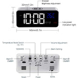 Digital Alarm Clock With Large LED Temperature Display, Portable Mirror Alarm Clock With Dual Alarms V1188-MS-227-1654