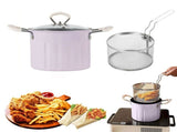 Induction Compatible Non-Stick Pan,Multifunctional Deep Fryer Pot And Container With Strainer V1192-AZ-W-28096