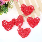 50 Red 3D Hollowed Rattan Heart-Shaped 5M LONG String Fairy Lights, Battery Indoor & Outdoor V382-REDHRTRATTBATT50