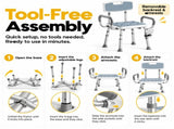 Height Adjustable Shower Chair with Arms & Back, Aluminium Bathroom Seat, 136kg Capacity V1181-HP012