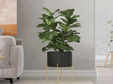 12.6x8.1in Large Metal Floor Planter with Stand Decorative Iron Pot with Drainage Holes for Living V1366-AZ2-W-14832