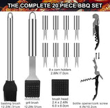 20 Piece Stainless Steel BBQ Grill Tool Set with Spatula, Tongs, Fork and Aluminium Case for V1189-LC-HW-00565