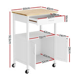 Artiss Kitchen Island Trolley Rolling Serving Cart Storage Drawer Cupboard 60cm FUR-G-KI-60-WH