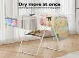 Artiss 2 Tier Clothes Rack Airer Foldable 139CM White HANGER-B-04-FLD-WH