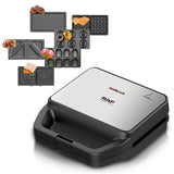 6-in-1 Multifunctional Sandwich Maker with Interchangeable Non-Stick Plates for Waffles, Paninis, V1341-ZY-B2YACXK2-SILVER