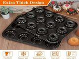 2 Pack Mini Fluted Cake Pan Set, 12 Cup Nonstick Carbon Steel Mold for Mini Cakes Muffins V1188-MS-721-034