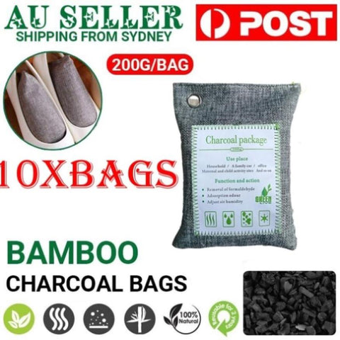 10PCS Air Purifying Bags Activated Bamboo Charcoal Freshener for Car Home Shoes 200g V201-BBZ2021DG8AU2