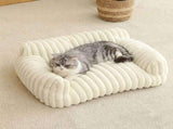 Luxurious Faux Rabbit Fur Plush Pet Sofa Bed with Bolster Sides, Removable Washable Cover and Deep V1341-ZY-9FNEFNJS-M-GREY