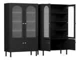 Artiss 2x Buffet Sideboard Cabinet Pantry 5-Tier Storage Cupboard Fluted Black FUR-S-SID-04-BK-ABX2