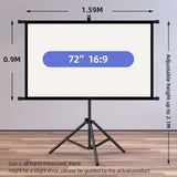 72in Portable and mobile projection screen with tripod stand, 169 HD format, suitable for home V1106-TYYPM002