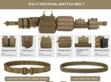 8-Piece Black MOLLE Tactical Belt Set - Adjustable Nylon Quick Release Utility Belt with Inner Belt V888-ELOSUNG55692