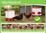 Giantz 8kg Chicken Feeder and 7L Waterer Set Large Capacity Poultry Drinker Kit FIK-FEEDER-PL-7L-RD