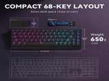SOLA AX68 Mechanical Keyboard, Gasket Mount Hot Swappable RGB Tri-Mode Wireless Keyboardwhite V1300-AX68-WHITE
