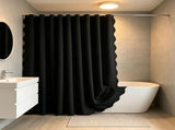 Long Scalloped, Heavy Duty Washable Waterproof Cloth Curtains, Heavy Duty Fabric V1366-AZ2-W-23582
