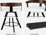 Artiss Bar Stool Swivel Metal Legs Kitchen Chair Bentwood Counter Leather White BA-TW-W0100-WH