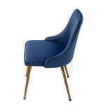 Viva Forever Set of 2 Blue Velvet Dining Chairs – Art Deco Design with Gold Metal Legs V264-DNC-414V-BLU-02