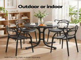 Gardeon Outdoor Side Table 80cm Folding Steel Round Bistro Desk Cafe Patio Furniture Black ODF-TB-STFD-BK