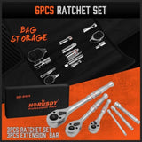 Mini Ratchet Spanner 1/2 3/8 1/4 Drive 90 Tooth Extension Bar Workshop With Bag V465-81019