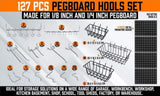 127Pc Pegboard Hooks Set Storage Baskets Organizer Hanger Inc. 4 Small Peg Board V465-97790