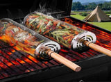 2-Piece Rolling Grill Baskets Stainless Steel for Vegetables Fish and Outdoor Grilling V1188-MS-710-114
