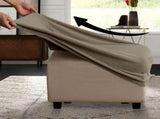 Square Ottoman Covers Slipcover Stretch Comfortable Jacquard Fabric with Elastic Bottom Form Fit V1366-AZ2-W-16602