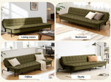 Artiss Sofa Bed, 1.9m 3-Seater Soft Innerspring Adjustable Couch Futon Chair for Apartment Dorm SBED-SPR-VEL8193-GN
