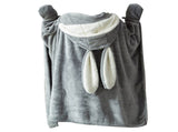 Hooded Blanket Wearable Polyester Plush Rabbit Ear Hooded Blanket Throw Soft Warm Blanket for Home V1294-YM0512-3117220259412