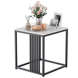 Luxury square side table marble stone-Black frame V767-JJ-XZ178-BK