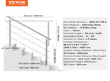 Handrails for Outdoor Steps, 59 in Length 3 Crossbars Stair Hand Rail Kit, Transitional Stainless V952-BXGSLZFS150CBU3NGV0