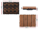 Gardeon 27PCS Wood Deck Tiles 30x30cm Interlocking Floor Tiles for Patio Balcony Garden GD-WT-27PCS-BR