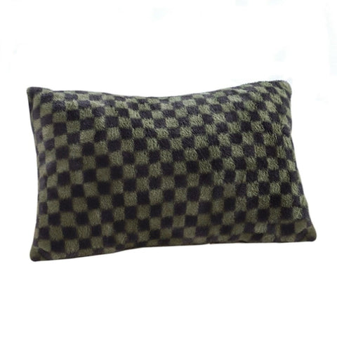 SOGA 30cm Urban Light Luxury Dark Green Checkered Lumbar Throw Pillow FRENCHCUSHION239